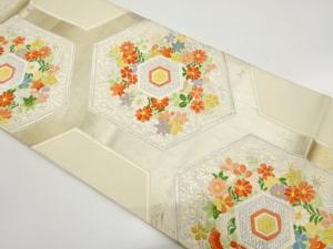 アンティーク　亀甲に草花模様織り出し袋帯（材料）
